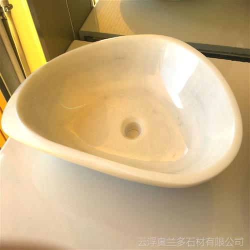 【大理石洗手台上盆酒店别墅洗手盆爵士白雅士白石材加工厂家批发】价